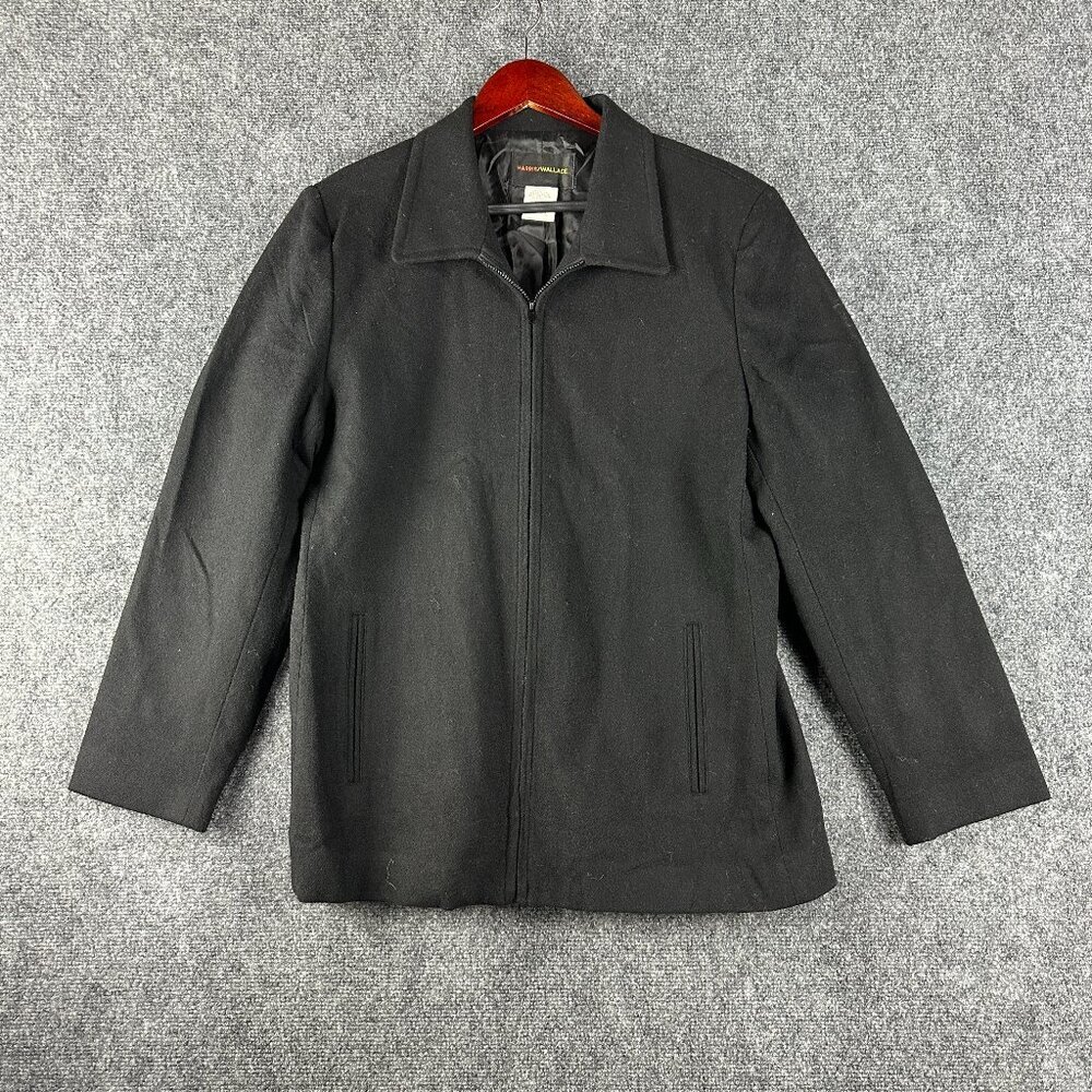 Harris Wallace Jacket Womens 12 Black Wool Blend Full Zip Lined Collared